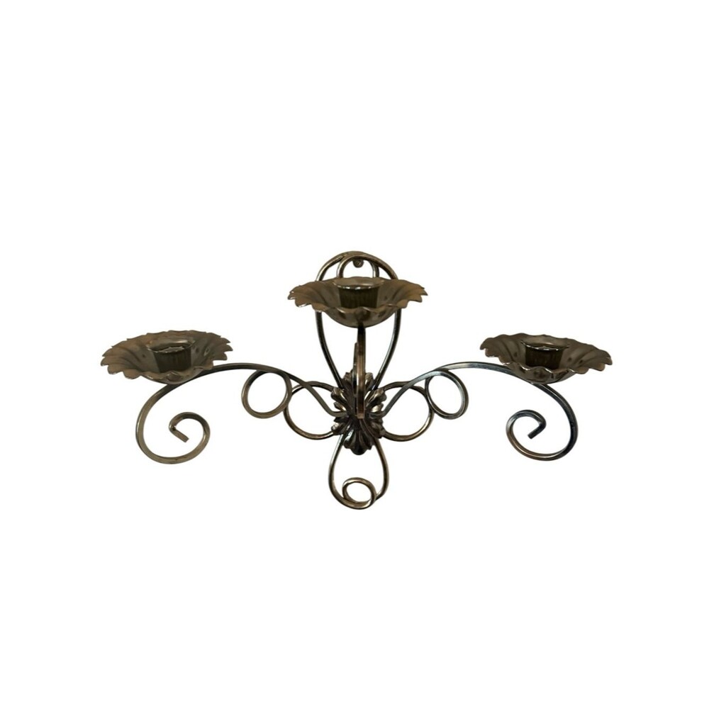 Vintage Ornate Brass 3 Candle Wall Sconce Hollywood Regency